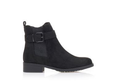 Μποτάκια σουέτ με αγκράφα ΜΑΥΡΟ - Tsoukalas - 