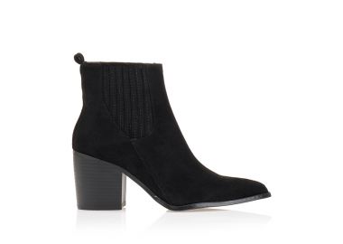 Μποτάκια σουέτ μυτερά ΜΑΥΡΟ - Tsoukalas - 