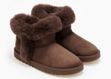 Μποτάκια suede με γούνα - Καφέ - Issue - 