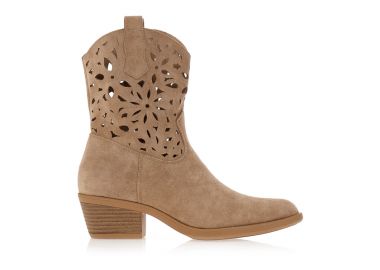 Μποτάκια TSOUKALAS cowboy με διάτρητο σχέδιο ΧΑΚΙ - Tsoukalas - 