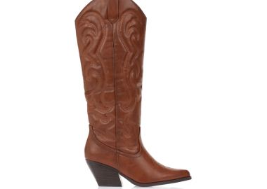 Μπότες cowboy με ανάγλυφο σχέδιο ΚΑΜΕΛ - Tsoukalas - 