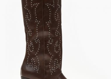 Μπότες cowboy με διακτριτικά τρουκς και εφέ γκέτας - Καφέ - Issue - 