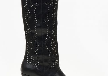 Μπότες cowboy με διακτριτικά τρουκς και εφέ γκέτας - Μαύρο - Issue - 