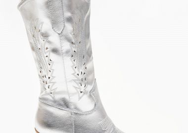 Μπότες cowboy με κέντημα - Ασημί - Issue - 