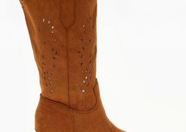 Μπότες cowboy με κέντημα - Κάμελ - Issue - 