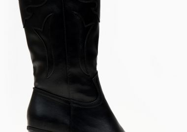Μπότες Cowboy με κοφτό σχέδιο - Μαύρο - Issue - 