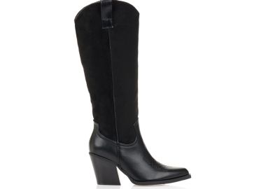 Μπότες cowboy με συνδιασμό υφών ΜΑΥΡΟ - Tsoukalas - 