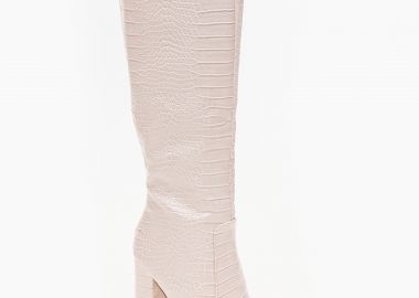 Μπότες croco με χοντρό τακούνι - Μπεζ - Issue - 