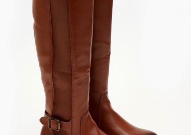 Μπότες ιππασίας με λάστιχο και αγκράφα - Κάμελ - Issue - 