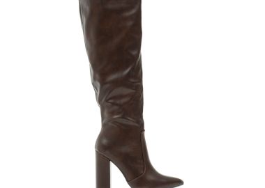 Μπότες καφέ δερματίνη μυτερές ΚΑΦΕ - Tsoukalas - 