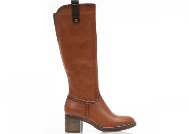 Μπότες κάμελ δερματίνη με φερμουάρ ΚΑΜΕΛ - Tsoukalas - 