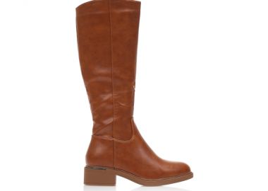 Μπότες κάμελ δερματίνη με φερμουάρ ΚΑΜΕΛ - Tsoukalas - 