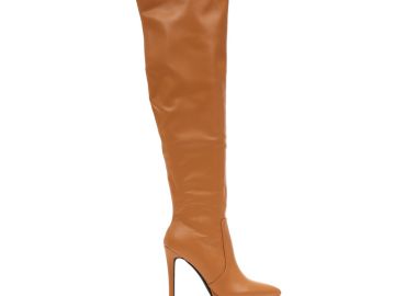 Μπότες κάμελ δερματίνη με φιάπα μυτερές ΚΑΜΕΛ - Tsoukalas - 