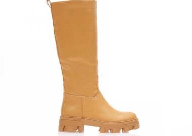 Μπότες κάμελ δερματίνη με τρακτερωτή σόλα ΚΑΜΕΛ - Tsoukalas - 