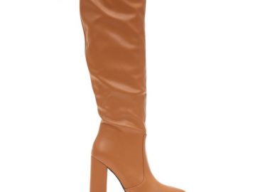 Μπότες κάμελ δερματίνη μυτερές ΚΑΜΕΛ - Tsoukalas - 