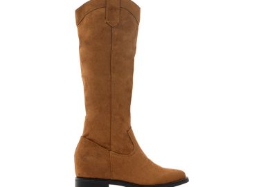 Μπότες κάμελ σουέτ cowboy με σχέδιο από ραφές ΚΑΜΕΛ - Tsoukalas - 