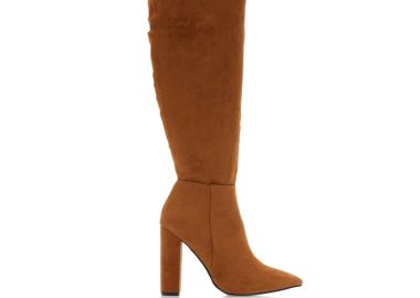 Μπότες κάμελ σουέτ με ραφές και φερμουάρ μυτερές ΚΑΜΕΛ - Tsoukalas - 