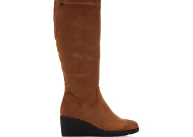 Μπότες κάμελ σουέτ πλατφόρμα με φερμουάρ ΚΑΜΕΛ - Tsoukalas - 