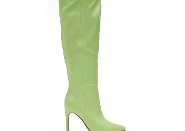 Μπότες λαχανί δερματίνη με φερμουάρ μυτερές ΛΑΧΑΝΙ - Tsoukalas - 