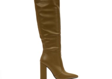 Μπότες λαδί δερματίνη μυτερές ΠΟΥΡΟ - Tsoukalas - 