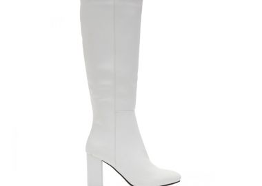 Μπότες λευκές δερματίνη με φερμουάρ ΛΕΥΚΟ - Tsoukalas - 
