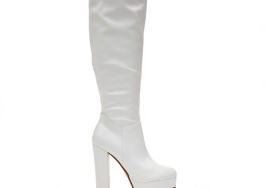 Μπότες λευκές δερματίνη με φιάπα και φερμουάρ ΛΕΥΚΟ - Tsoukalas - 