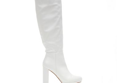 Μπότες λευκές δερματίνη με φιάπα και φερμουάρ ΛΕΥΚΟ - Tsoukalas - 