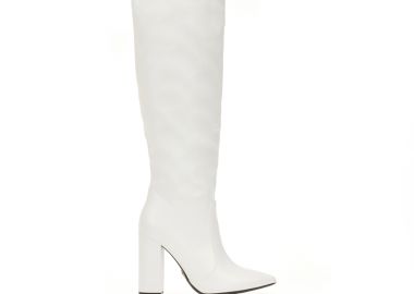 Μπότες λευκές δερματίνη μυτερές ΛΕΥΚΟ - Tsoukalas - 