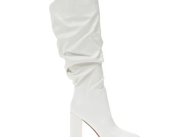 Μπότες λευκές δερματίνη μυτερές ΛΕΥΚΟ - Tsoukalas - 