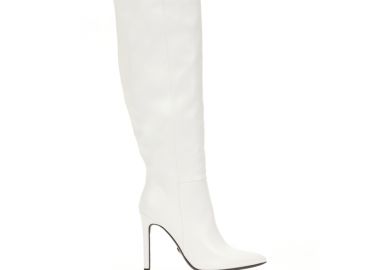 Μπότες λευκές δερματίνη μυτερές ΛΕΥΚΟ - Tsoukalas - 