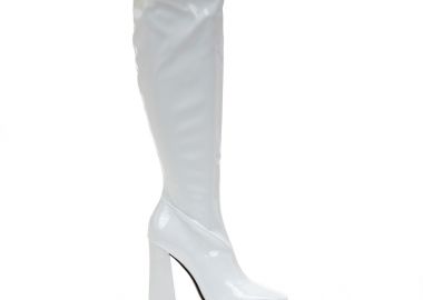 Μπότες λευκές λουστρίνι κάλτσα με χρυσή λεπτομέρεια ΛΕΥΚΟ - Tsoukalas - 