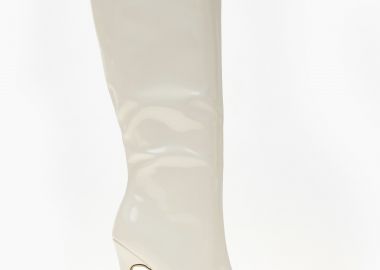 Μπότες λουστρίνι με λεπτό τακούνι - Μπεζ - Issue - 