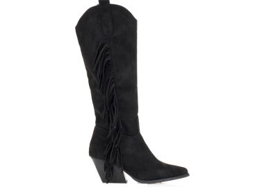 Μπότες μαύρες cowboy με κρόσια ΜΑΥΡΟ - Tsoukalas - 