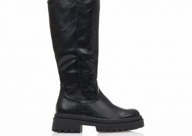 Μπότες μαύρες δερματίνη με ιδιαίτερη σόλα ΜΑΥΡΟ - Tsoukalas - 