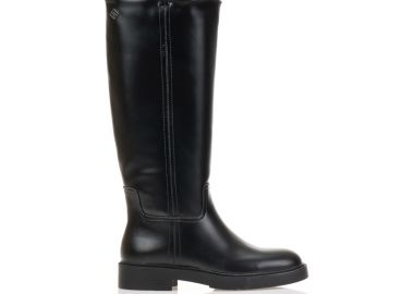 Μπότες μαύρες δερματίνη με στρογγυλό τελείωμα ΜΑΥΡΟ - Tsoukalas - 