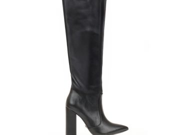 Μπότες μαύρες δερματίνη μυτερές ΜΑΥΡΟ - Tsoukalas - 