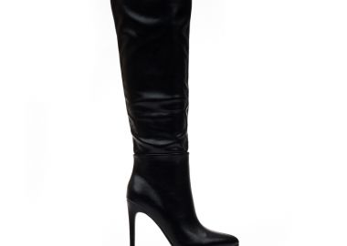 Μπότες μαύρες δερματίνη μυτερές ΜΑΥΡΟ - Tsoukalas - 