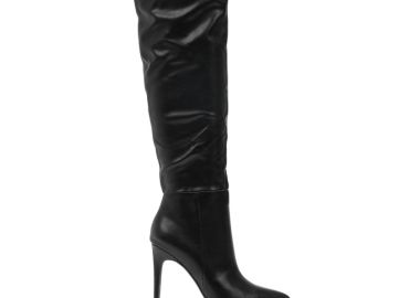 Μπότες μαύρες δερματίνη μυτερές ΜΑΥΡΟ - Tsoukalas - 