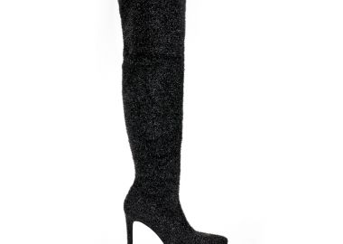 Μπότες μαύρες λούρεξ μυτερές ΜΑΥΡΟ - Tsoukalas - 