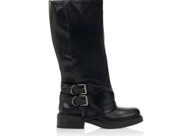 Μπότες μαύρες με διπλές αγκράφες ΜΑΥΡΟ - Tsoukalas - 