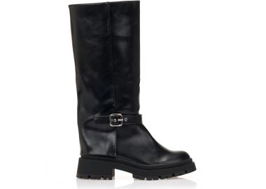 Μπότες μαύρες με λουράκι ΜΑΥΡΟ - Tsoukalas - 