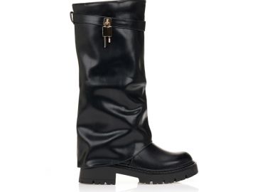 Μπότες μαύρες με μακριά φάσα ΜΑΥΡΟ - Tsoukalas - 