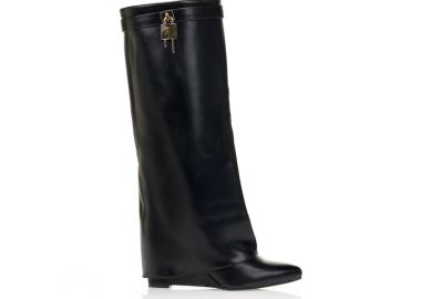 Μπότες μαύρες με πλατφόρμα και φάσα ΜΑΥΡΟ - Tsoukalas - 