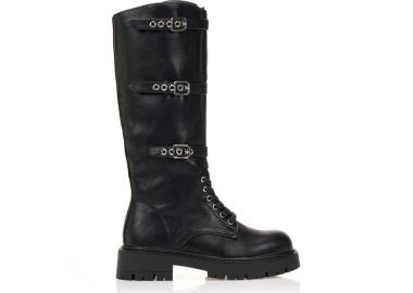 Μπότες μαύρες με ρυθμιζόμενες αγκράφες ΜΑΥΡΟ - Tsoukalas - 