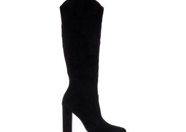 Μπότες μαύρες σουέτ με φερμουάρ μυτερές ΜΑΥΡΟ - Tsoukalas - 