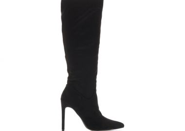 Μπότες μαύρες σουέτ μυτερές ΜΑΥΡΟ - Tsoukalas - 