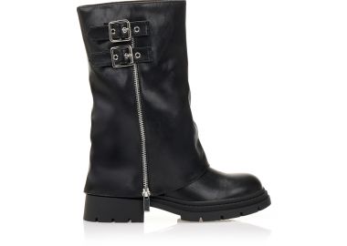 Μπότες με αγκράφες και πλαϊνό φερμουάρ ΜΑΥΡΟ - Tsoukalas - 