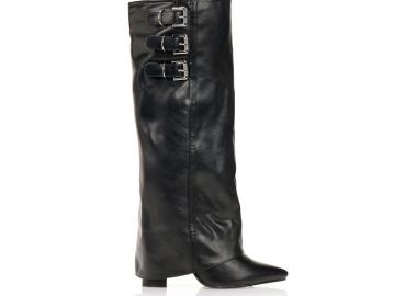 Μπότες με αναδιπλούμενη φάσα και αγκράφες ΜΑΥΡΟ - Tsoukalas - 