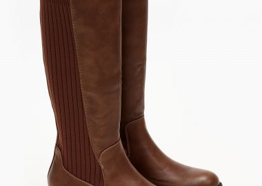 Μπότες με χαμηλό τακούνι και κάλτσα - Κάμελ - Issue - 