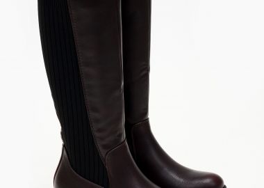 Μπότες με χαμηλό τακούνι και κάλτσα - Μπορντώ - Issue - 